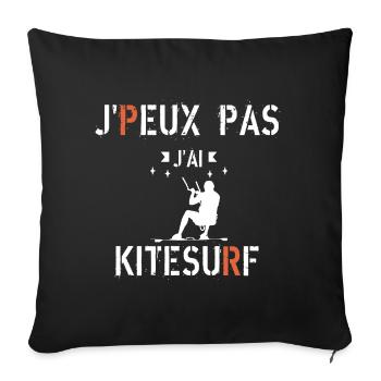 Je peux pas j ai kitesurf - Housse de coussin décorative 45 x 45 cm - noir - Devant