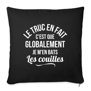 je m'en fiche, je m'en fous, rien à battre - Housse de coussin décorative 45 x 45 cm - noir - Devant