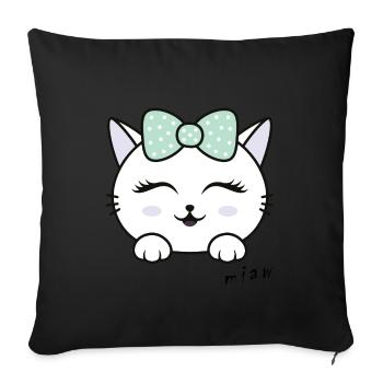 Cat miaw love, cat lovers, miaw, meow - Sofa pillowcase 17,3'' x 17,3'' (45 x 45 cm) - black - Front