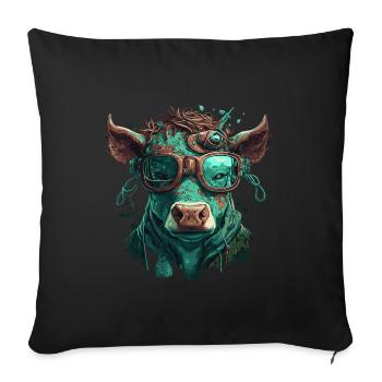 Une vache steampunk - Housse de coussin décorative 45 x 45 cm - noir - Devant