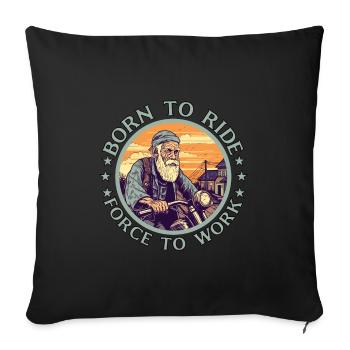 Cool vieux motard grand-père - cadeau de grand-père moto - Housse de coussin décorative 45 x 45 cm - noir - Devant