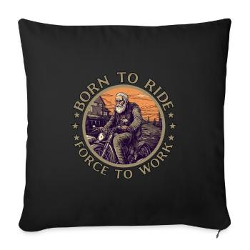 Cool vieux motard grand-père - idée cadeau de grand-père moto - Housse de coussin décorative 45 x 45 cm - noir - Devant