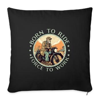 Cool vieux motard grand-père - moto grand-père - Housse de coussin décorative 45 x 45 cm - noir - Devant