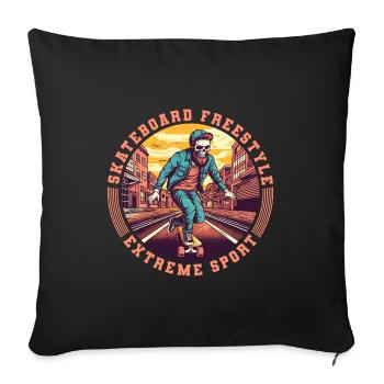 Cool Skull Skeleton Skateboard Skater - Housse de coussin décorative 45 x 45 cm - noir - Devant