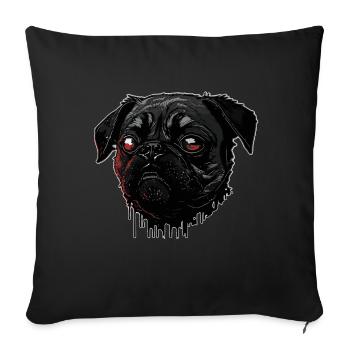 Creepy Pug - Sofa pillowcase 17,3'' x 17,3'' (45 x 45 cm) - black - Front