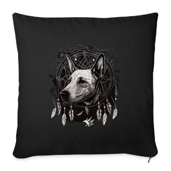 Bull Terrier and Dreamcatcher - Sofa pillowcase 17,3'' x 17,3'' (45 x 45 cm) - black - Front