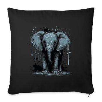 Mignon bébé éléphant - Housse de coussin décorative 45 x 45 cm - noir - Devant