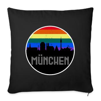 München Skyline Regenbogen - Sofakissenbezug 45 x 45 cm - Schwarz - Vorne