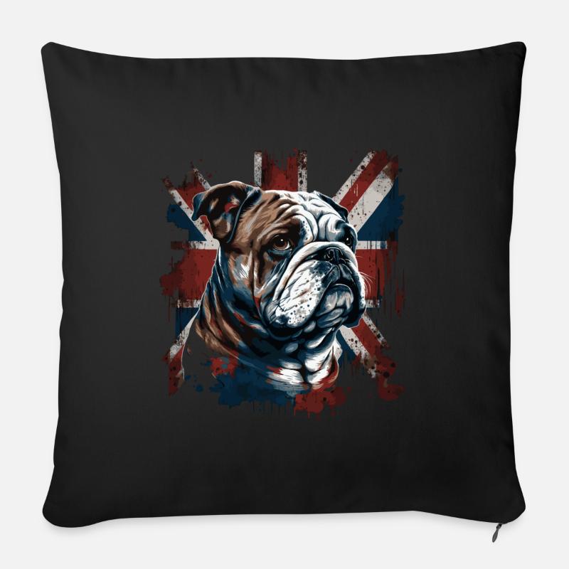 Grumpy English Bulldog - Housse de coussin décorative 45 x 45 cm - noir