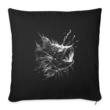 Frogfish, deep-sea fish in white on black - Sofa pillowcase 17,3'' x 17,3'' (45 x 45 cm) - black - Front