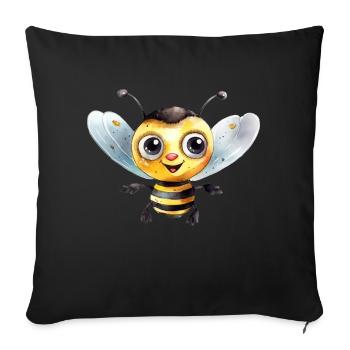 Bumblebee Watercolor Drawing - Sofa pillowcase 17,3'' x 17,3'' (45 x 45 cm) - black - Front
