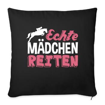 Echte Mädchen reiten - Sofakissenbezug 45 x 45 cm - Schwarz - Vorne