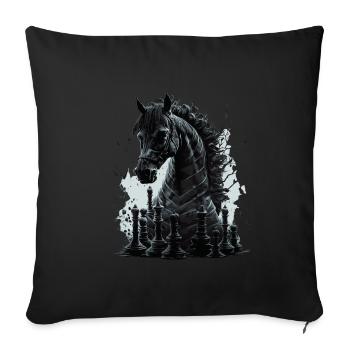 Cheval d’échecs chevalier - Housse de coussin décorative 45 x 45 cm - noir - Devant