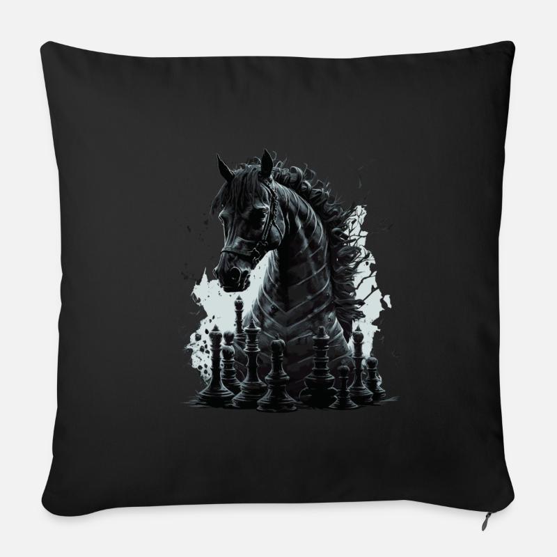 Springer Schach Pferd - Sofakissenbezug 45 x 45 cm - Schwarz