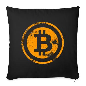 Vintage Bitcoin Logo BTC VINTAGE - Sofa pillowcase 17,3'' x 17,3'' (45 x 45 cm) - black - Front