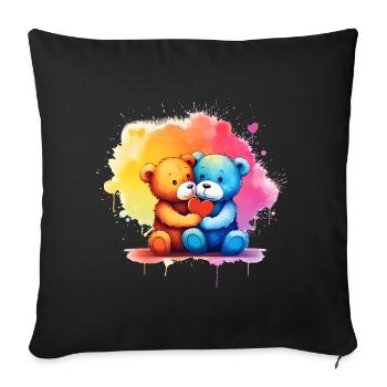Love is a Bear Necessity - Sofa pillowcase 17,3'' x 17,3'' (45 x 45 cm) - black - Front