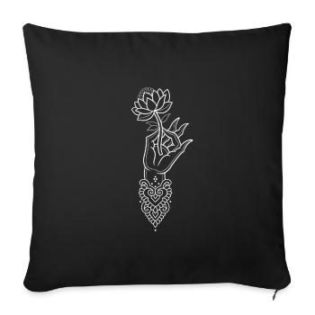 Zen floral mandala white line art - Sofa pillowcase 17,3'' x 17,3'' (45 x 45 cm) - black - Front