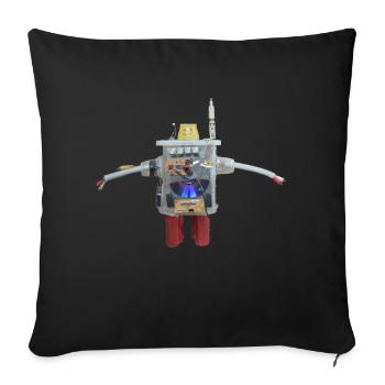 Petit robot fabriqué à partir de matériaux recyclés - Housse de coussin décorative 45 x 45 cm - noir - Devant