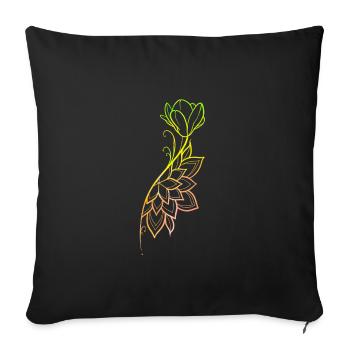 Mandala floral line art - Housse de coussin décorative 45 x 45 cm - noir - Devant