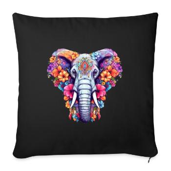 Elephant colorful - Sofa pillowcase 17,3'' x 17,3'' (45 x 45 cm) - black - Front