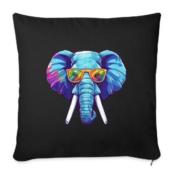 Elephant colorful - Sofa pillowcase 17,3'' x 17,3'' (45 x 45 cm) - black - Front