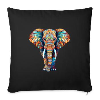 Elephant colorful - Sofa pillowcase 17,3'' x 17,3'' (45 x 45 cm) - black - Front