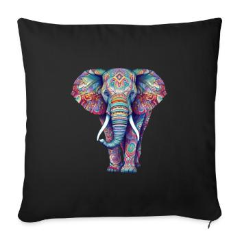 Elephant colorful - Sofa pillowcase 17,3'' x 17,3'' (45 x 45 cm) - black - Front