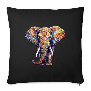 Elephant colorful - Sofa pillowcase 17,3'' x 17,3'' (45 x 45 cm) - black - Front
