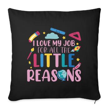 J’aime mon travail pour toutes les petites raisons - Housse de coussin décorative 45 x 45 cm - noir - Devant