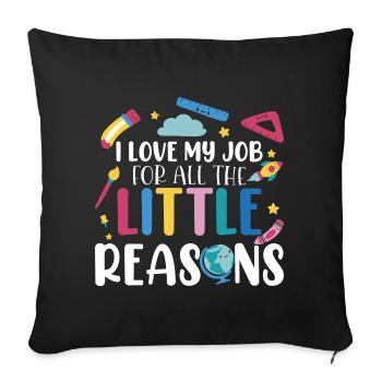J’aime mon travail pour toutes les petites raisons - Housse de coussin décorative 45 x 45 cm - noir - Devant
