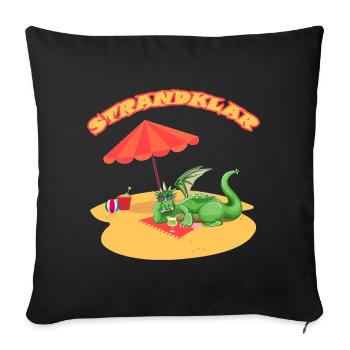 Strandklar Dinosaurier - Sofakissenbezug 45 x 45 cm - Schwarz - Vorne