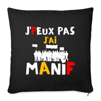 J peux pas j ai manif - Housse de coussin décorative 45 x 45 cm - noir - Devant