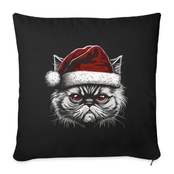Persian cat with Santa Claus hat - Sofa pillowcase 17,3'' x 17,3'' (45 x 45 cm) - black - Front