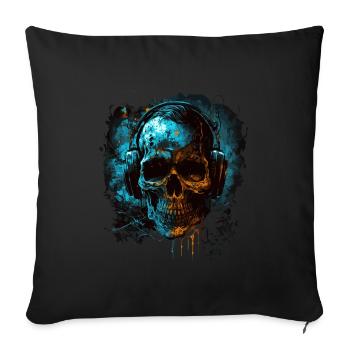 Zombie skull Disc Jockey - Sofa pillowcase 17,3'' x 17,3'' (45 x 45 cm) - black - Front
