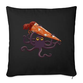 Octopus with school cone - Sofa pillowcase 17,3'' x 17,3'' (45 x 45 cm) - black - Front