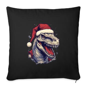 T-Rex avec chapeau de Père Noël - Housse de coussin décorative 45 x 45 cm - noir - Devant