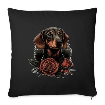 Art teckel - Housse de coussin décorative 45 x 45 cm - noir - Devant