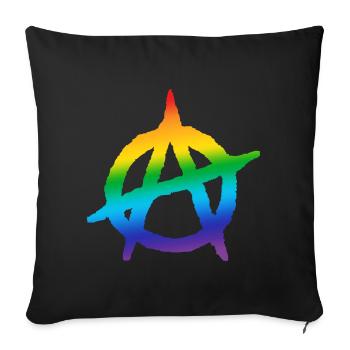 Anarchie A logo LGBT - Housse de coussin décorative 45 x 45 cm - noir - Devant