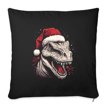 T-Rex avec chapeau de Père Noël - Housse de coussin décorative 45 x 45 cm - noir - Devant