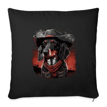 Teckel cowboy - Housse de coussin décorative 45 x 45 cm - noir - Devant