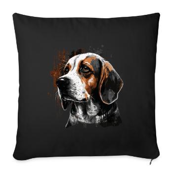 Beagle Hund - Sofakissenbezug 45 x 45 cm - Schwarz - Vorne