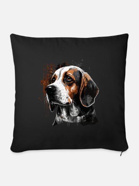 Beagle Hund - Sofakissenbezug 45 x 45 cm - Schwarz
