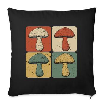Quatre Champignons Vintage - Housse de coussin décorative 45 x 45 cm - noir - Devant