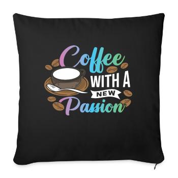 Un café avec une nouvelle passion - Housse de coussin décorative 45 x 45 cm - noir - Devant