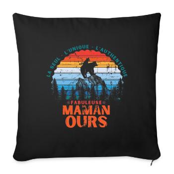 fabuleuse maman ours - Housse de coussin décorative 45 x 45 cm - noir - Devant