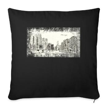 Chicago USA Illinois America Travel United States - Sofa pillowcase 17,3'' x 17,3'' (45 x 45 cm) - black - Front