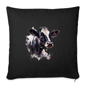 Black and white dairy cow - Sofa pillowcase 17,3'' x 17,3'' (45 x 45 cm) - black - Front