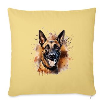 Belgischer Schäferhund Malinois - Sofakissenbezug 45 x 45 cm - Hellgelb - Vorne