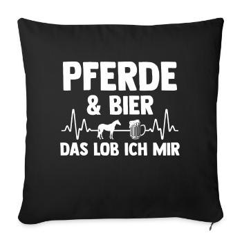Pferd Reiten Reiter Reiterin Reitsport Bier Pferde - Sofakissenbezug 45 x 45 cm - Schwarz - Vorne