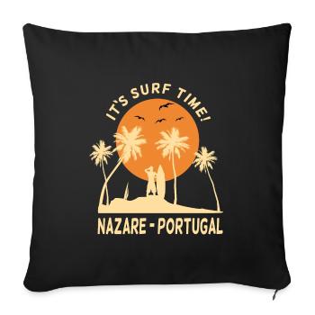 Nazare Portugal c’est le temps du surf surfeur surfeur - Housse de coussin décorative 45 x 45 cm - noir - Devant